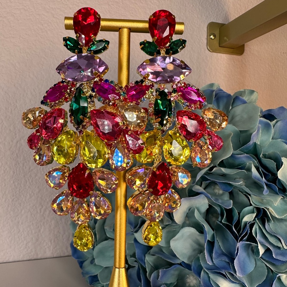 Fabulous multicolor crystal drop earrings